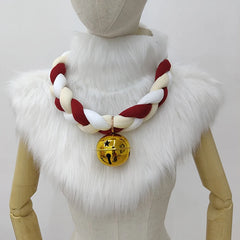 Fursuit Braided Choker Necklace Christmas Party Animal Cosplay Props Rope Braided Necklace Bell Collar Cosplay Costume