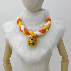 Fursuit Braided Choker Necklace Christmas Party Animal Cosplay Props Rope Braided Necklace Bell Collar Cosplay Costume