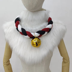 Fursuit Braided Choker Necklace Christmas Party Animal Cosplay Props Rope Braided Necklace Bell Collar Cosplay Costume