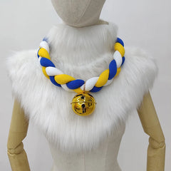 Fursuit Braided Choker Necklace Christmas Party Animal Cosplay Props Rope Braided Necklace Bell Collar Cosplay Costume