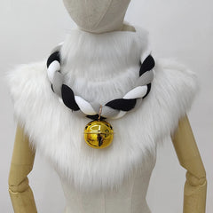 Fursuit Braided Choker Necklace Christmas Party Animal Cosplay Props Rope Braided Necklace Bell Collar Cosplay Costume
