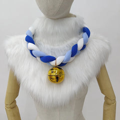 Fursuit Braided Choker Necklace Christmas Party Animal Cosplay Props Rope Braided Necklace Bell Collar Cosplay Costume