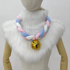 Fursuit Braided Choker Necklace Christmas Party Animal Cosplay Props Rope Braided Necklace Bell Collar Cosplay Costume