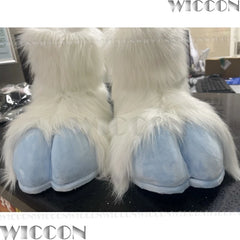 Furry Foot Cute Shoes Fursuit Kigurumi Cosplay Animal Beast Foot Multicolor Furred Costume Gift Holloween Roleplay Customized