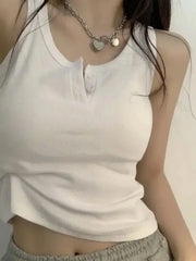 Thin Section Double Straps Solid Color Suspenders Hot Girls Inside Sports Vest Sexy Outer Wear Bottoming Slim Women