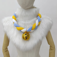 Fursuit Braided Choker Necklace Christmas Party Animal Cosplay Props Rope Braided Necklace Bell Collar Cosplay Costume