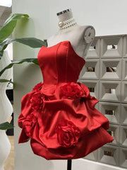 New Bubble Dress 3D Flower Tight Strapless Backless Luxury Sexy Cocktail Party Women's Clothing Evening Wedding Mini Dresses
