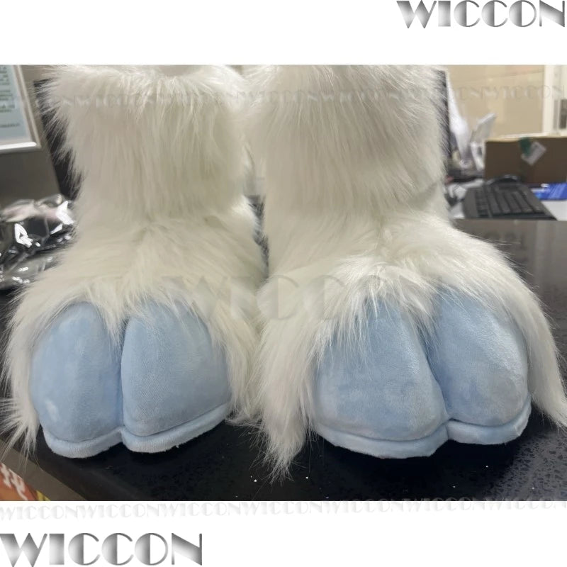 Furry Foot Cute Shoes Fursuit Kigurumi Cosplay Animal Beast Foot Multicolor Furred Costume Gift Holloween Roleplay Customized