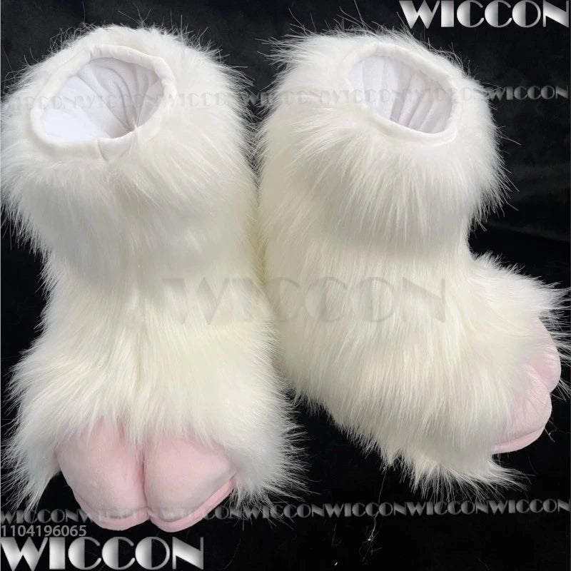 Furry Foot Cute Shoes Fursuit Kigurumi Cosplay Animal Beast Foot Multicolor Furred Costume Gift Holloween Roleplay Customized