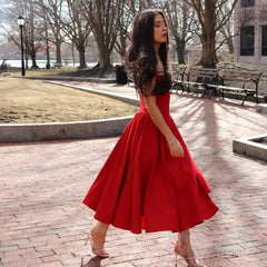 Suninheart Spaghetti Strap Summer Party Dresses 2025 New Arrivals Fit and Flare Elegant Midi Dress Red Night Date Dress