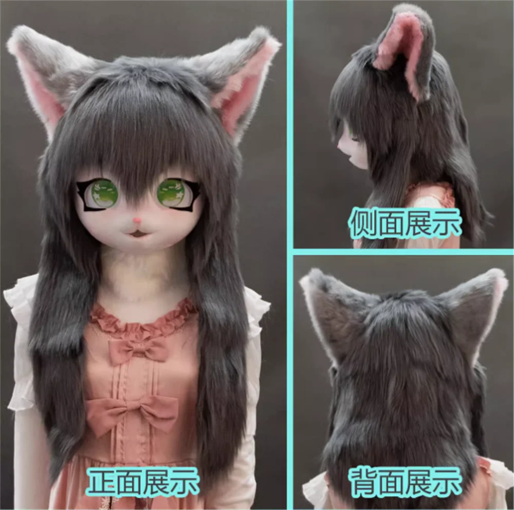 Headset Furry Kig Cosplay Mask Paw Head Base Comiket Furry Fursuit Kigurumi Animal Cat Rabbit Doll Beast Costume