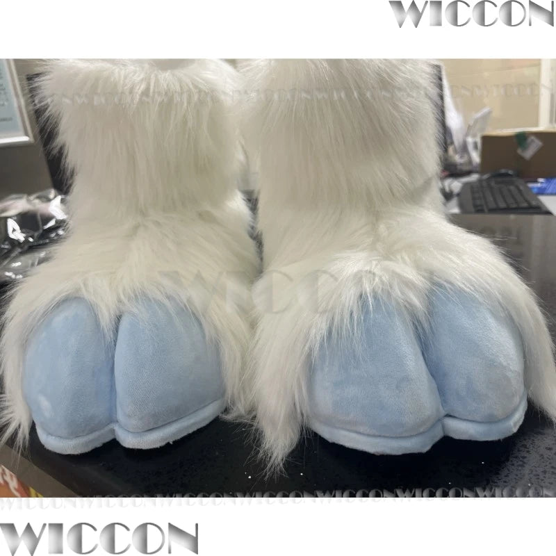 Furry Foot Cute Shoes Fursuit Kigurumi Cosplay Animal Beast Foot Multicolor Furred Costume Gift Holloween Roleplay Customized