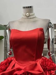 New Bubble Dress 3D Flower Tight Strapless Backless Luxury Sexy Cocktail Party Women's Clothing Evening Wedding Mini Dresses