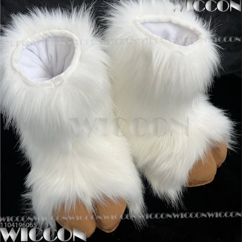 Furry Foot Cute Shoes Fursuit Kigurumi Cosplay Animal Beast Foot Multicolor Furred Costume Gift Holloween Roleplay Customized